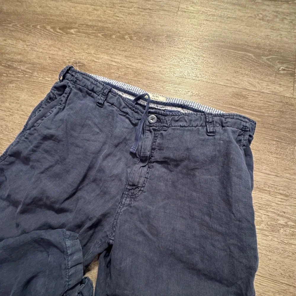 Kiwi Pants Mens XXL Blue 100% Linen Summer Beach Resort Saint Tropez 36x32